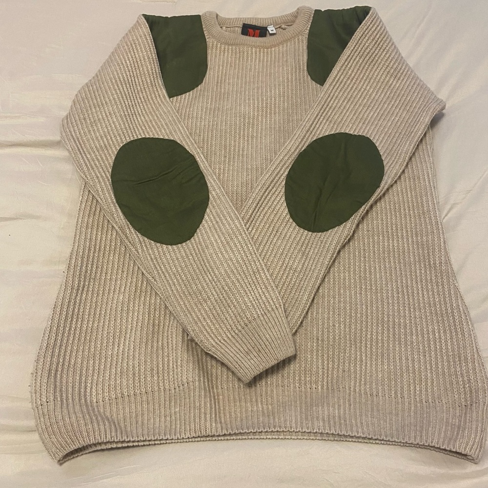 Hunting Style Mistamina The Fonze Beige Cable Jumper Woman’s Sweater Size Medium